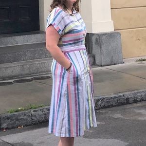 Women's Belted Midi Shirt Dress with Pocket